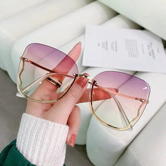 Square Sunglasses Woman Fashion Rimless Gradient Sun Glasses