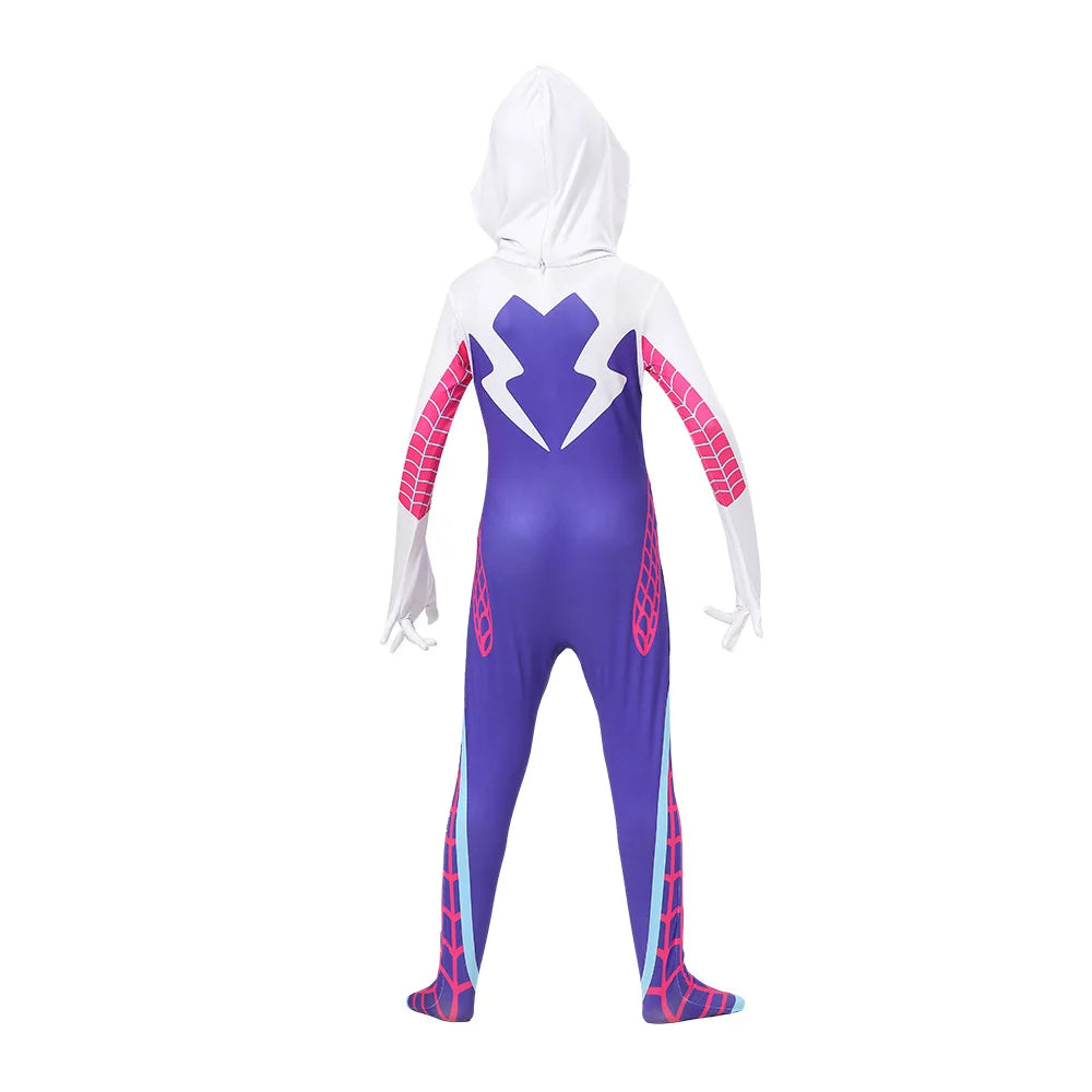 Girls Gwen Ghost Spider Costume Bodysuit Halloween