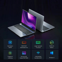 14.1'' Portable Windows 11 Intel Celeron N5095 Laptop 16GB DDR4 1TB 2TB SSD Netbook Gaming Office Notebook Business Pc Computer