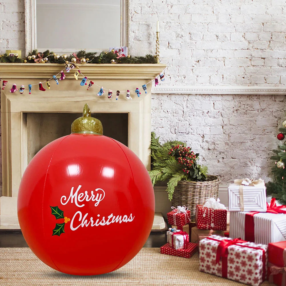 60cm Outdoor Christmas Inflatable Decorated Ball PVC Giant Big Large Balls Xmas Tree Decorations