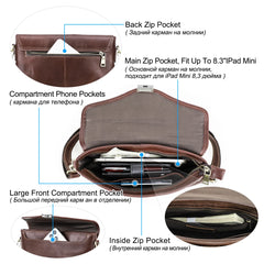 CONTACT'S Genuine Leather Men Small Messenger Bag Password Lock Design Vintage Shoulder Sling Phone Bag Male Clutch Handbag