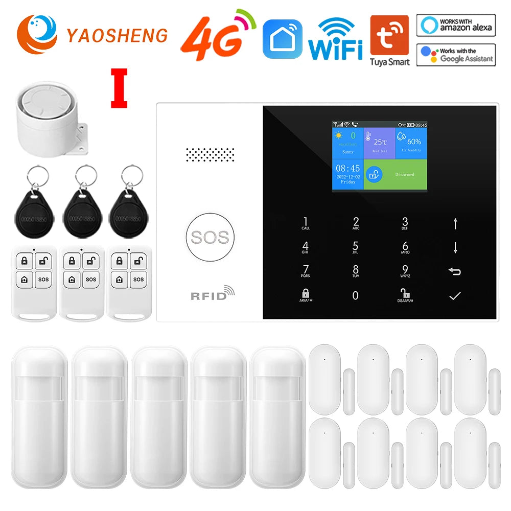 4G Alarm System Security Home WIFI Alarme Residencial Wireless Home Alarm For Tuya Smart Life With Door Sensor Work With Alexa