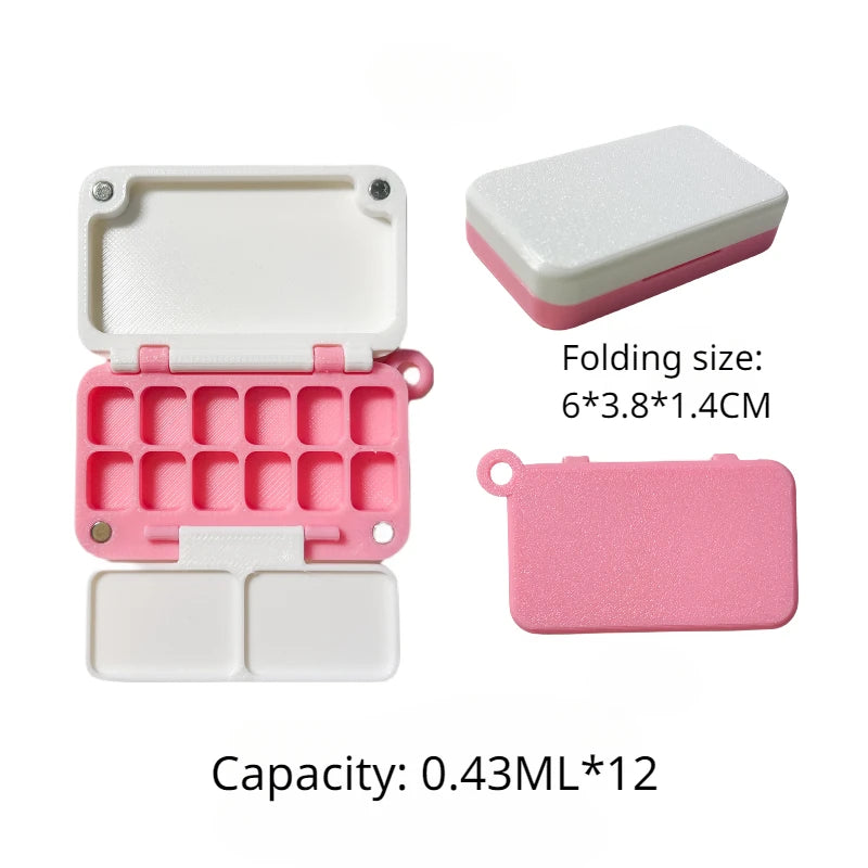 Mini Portable Watercolor Palette Empty Foldable 12-Gate Paint Box Student Travel Painting Sketch Paint Plate Art Supplies