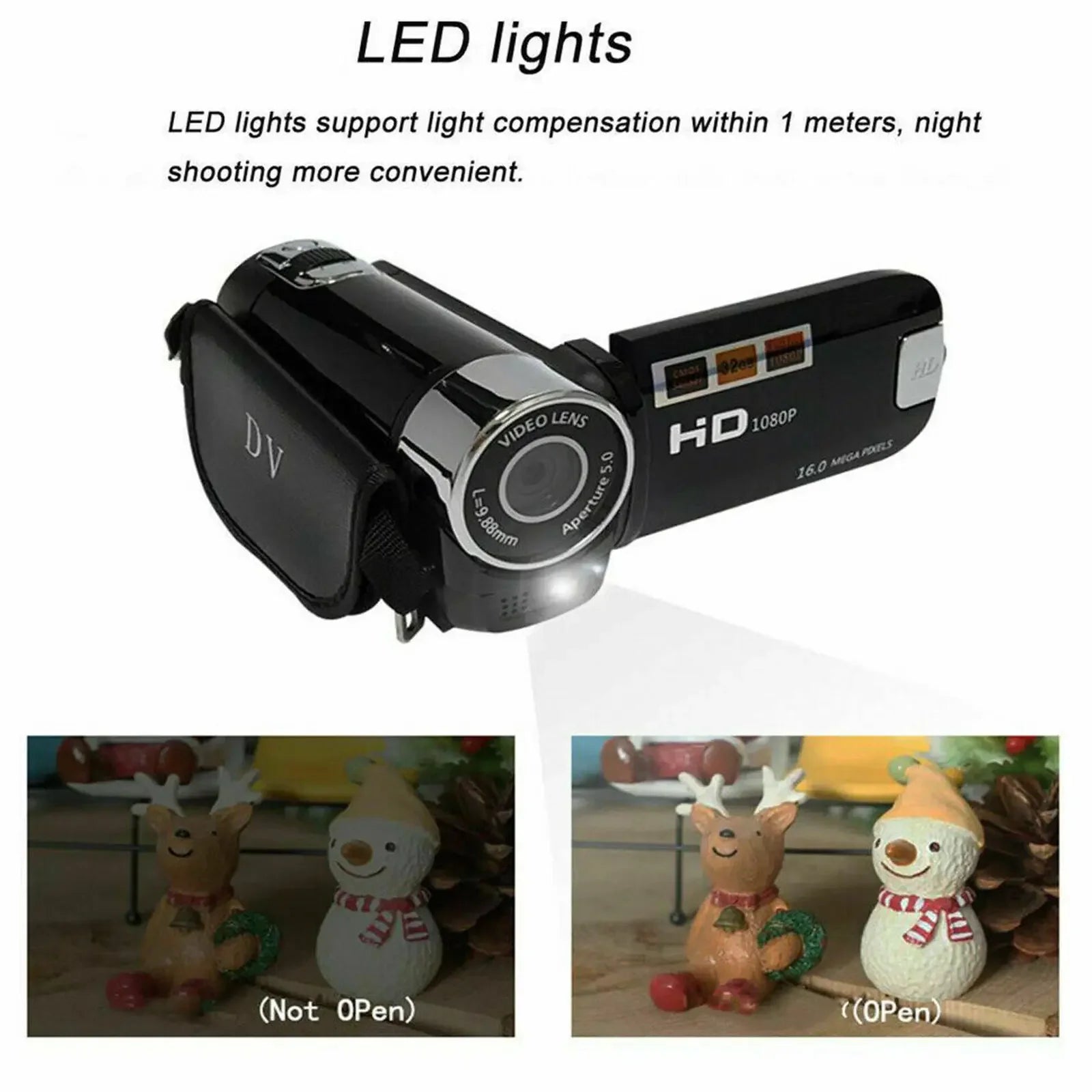 16MP HD Digital Camera 1080P Full HD Digital Video Camcorder 270 degree Rotation Screen 16X Night Vision Zoom Shooting Cam