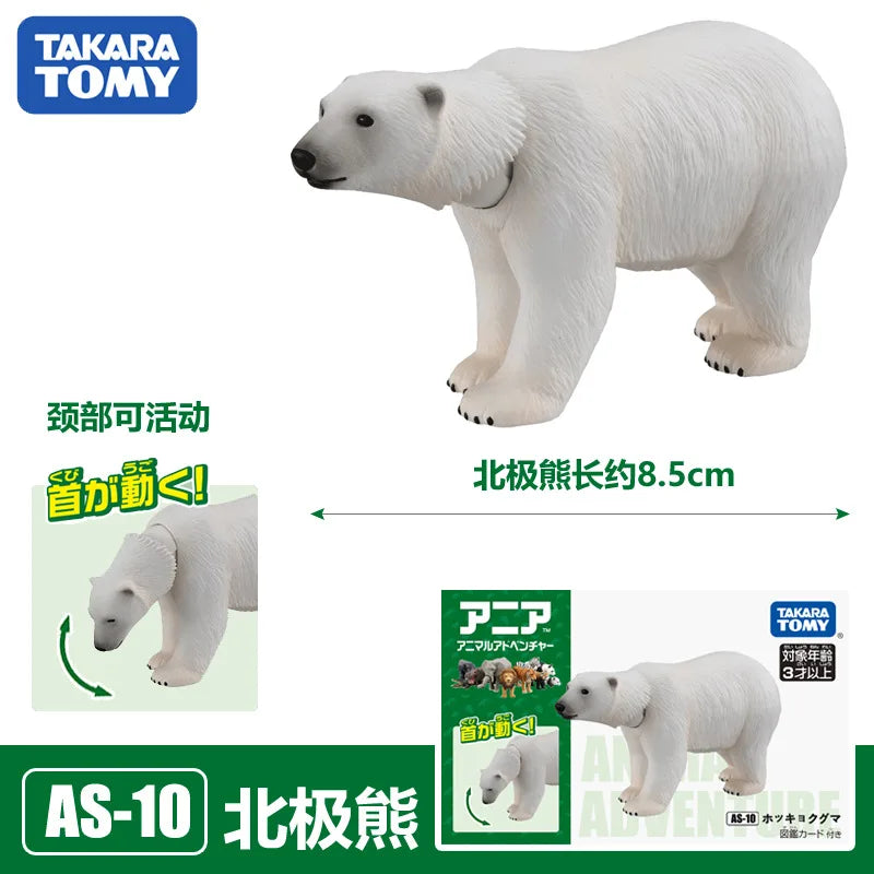 Original Takara Tomy Tomica Simulation Wild Animal Tiger Crocodile Elephant Lion Panda Orangutan Model For Children Toy Gift