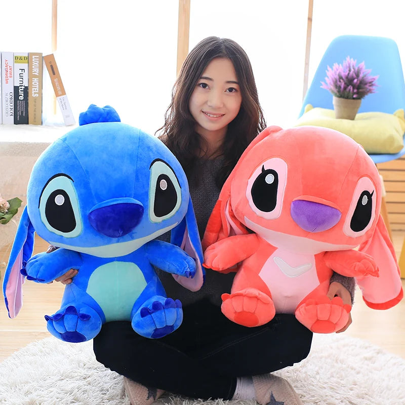 Big Size Disney Stitch Plush Toys Kawaii Soft Blue Pink Elf Disney Stitch Stuffed Doll Cartoon