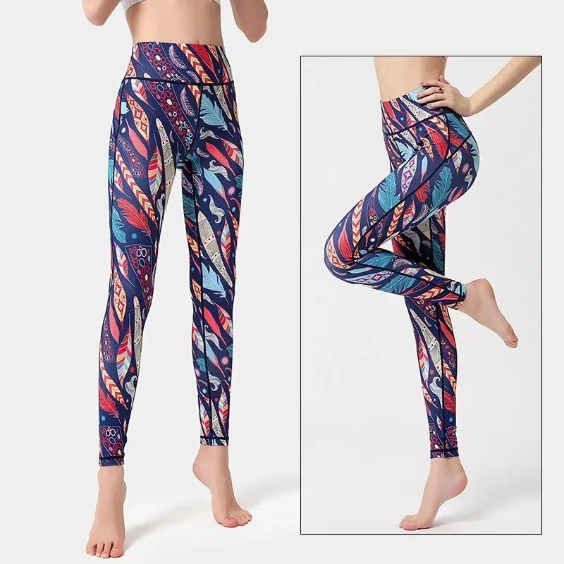 Cloud Hide Yoga Pants Women Flower High Waist Sports Leggings