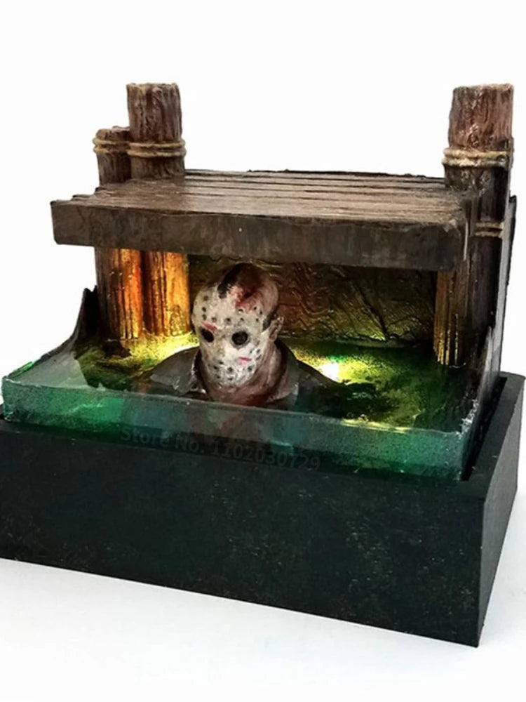 Horror Movie Sculpture Illuminated 3D Model Resin Craft Home Party Decor Statue Figure Halloween Decorations Collection Gifts