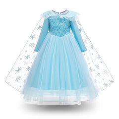 Frozen Girls Elsa Cosplay Long Sleeves Dress Fancy Costume