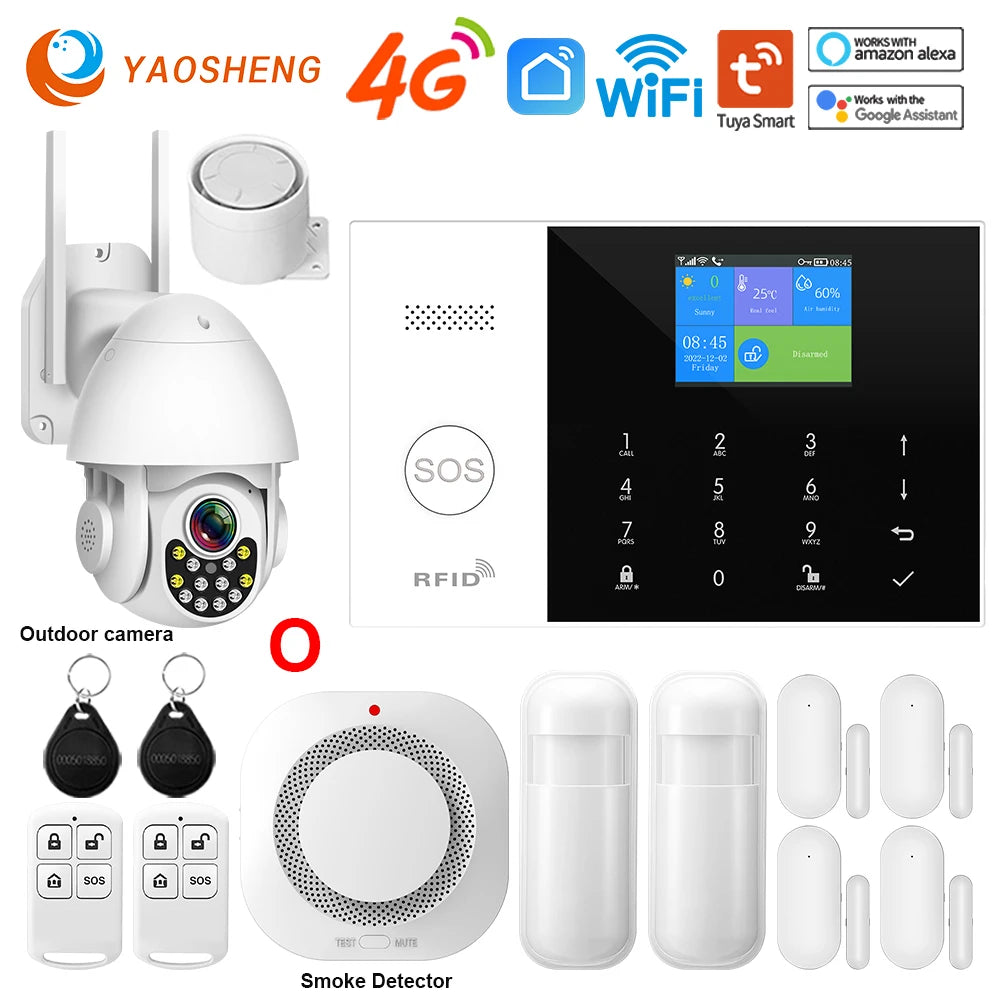 4G Alarm System Security Home WIFI Alarme Residencial Wireless Home Alarm For Tuya Smart Life With Door Sensor Work With Alexa