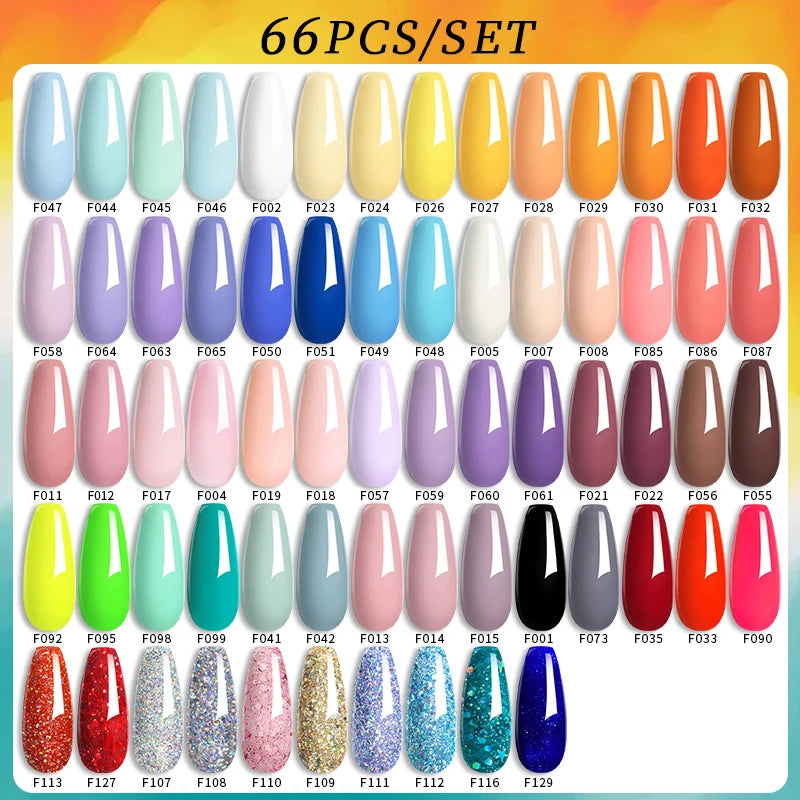 Color Gel Nail Polish Set Colorful Glitter Nail Gel Polish Semi Permanent UV Gel Nail Art Gel Varnishes Kit