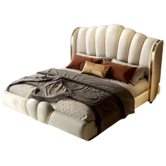 Bed King Size Cheap Cute Modern Queen Bed White Faux Leather Camas Matrimonial Bedroom Furniture