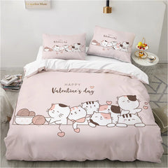 Cute Cartoon Animals Pink Toddler Bedding Set