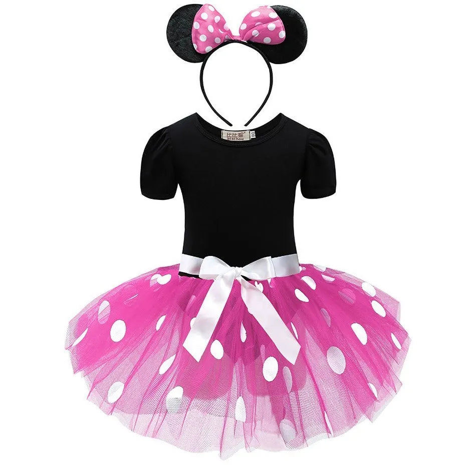 Girls Mickey Minnie Cartoon Mouse Princess Dress Kids Birthday Party Cute Funny Costume