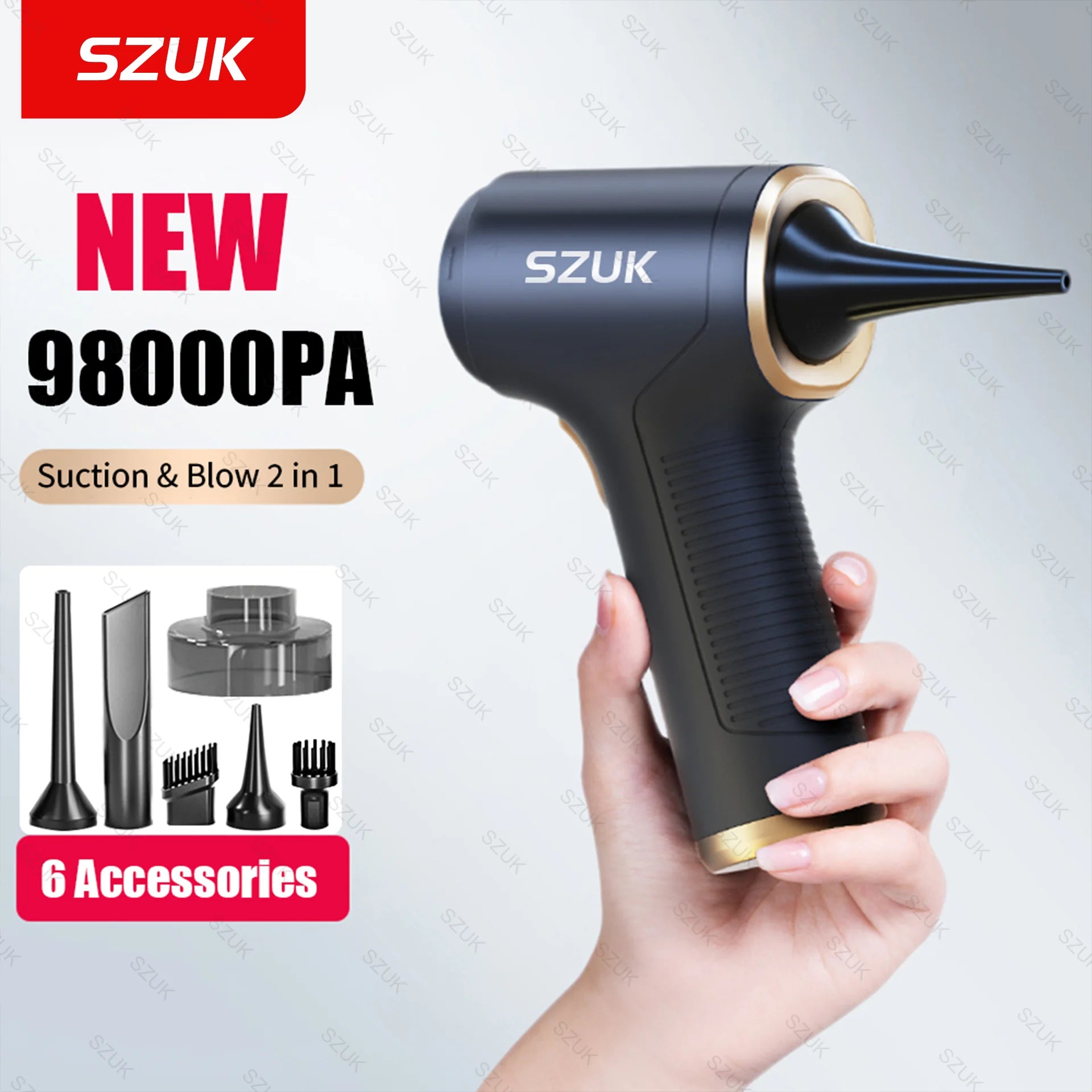 SZUK 98000PA Car Vacuum Cleaner Mini Powerful Cleaning Machine Strong Suction Portable Handheld Wireless for Car Home Appliance