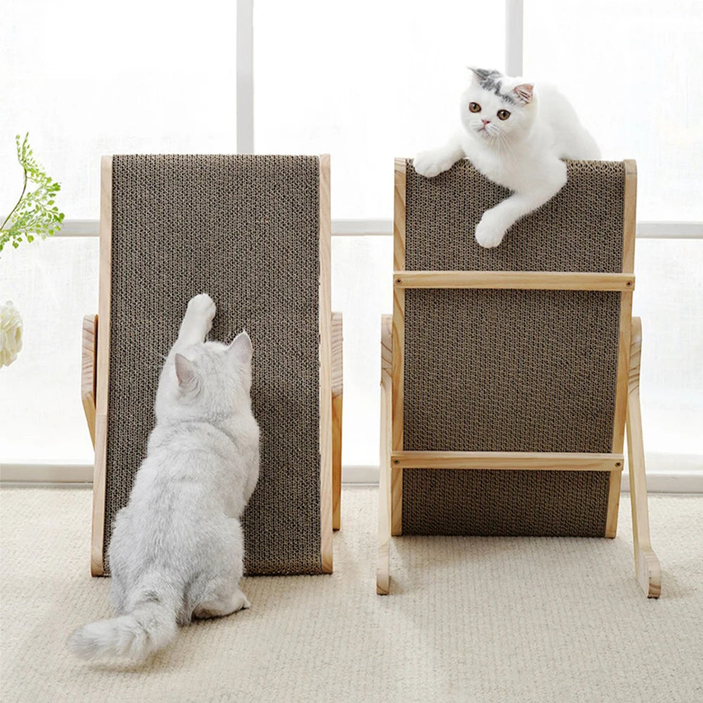 Cat Scratcher Cardboard With Solid Wooden Frame Kitten Scrapers Scratching Bed Reversible Pet Furniture