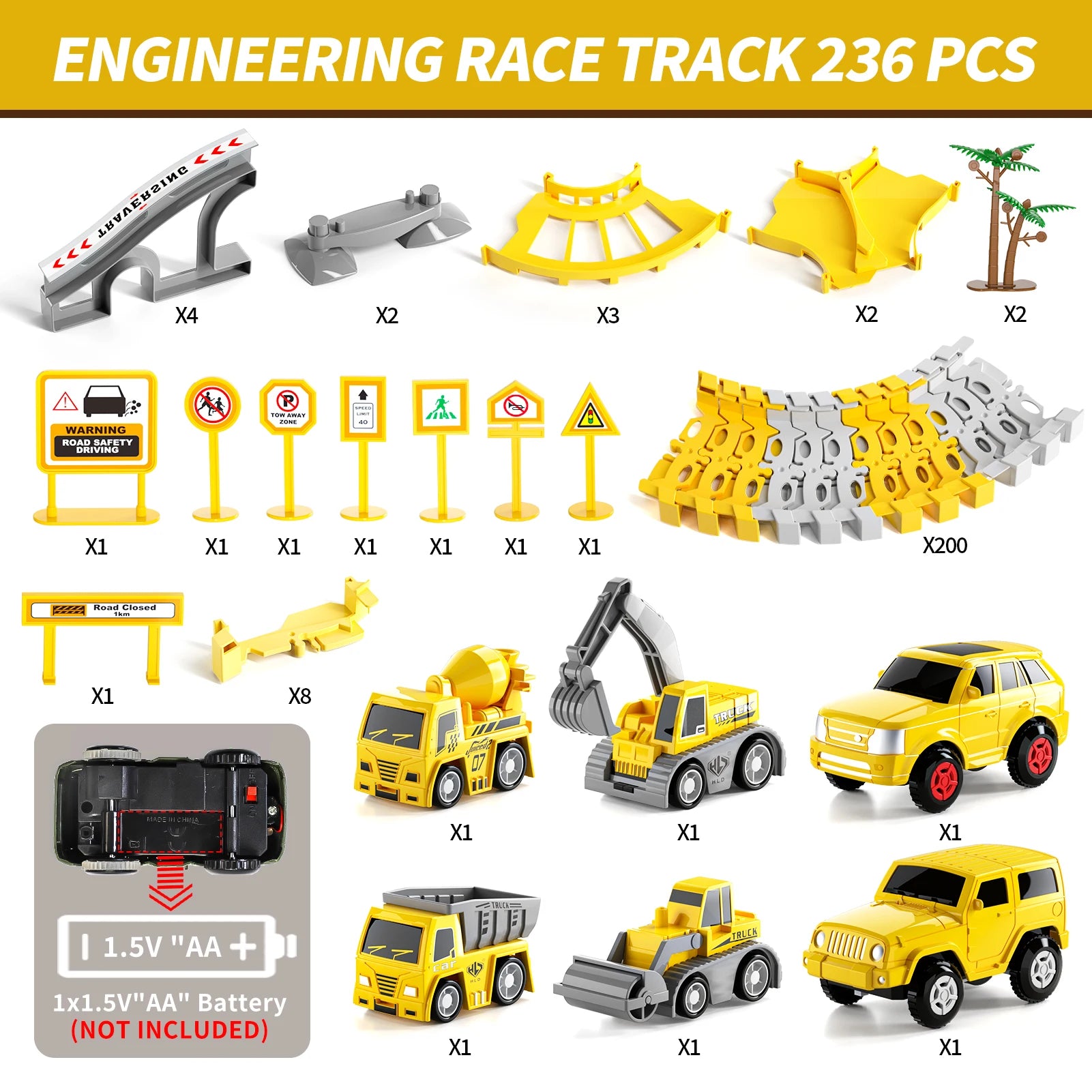 236 PCS Race Tracks Toys Gifts for 3 4 5 Year Old Boys Kids