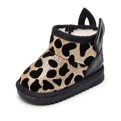 Girl Boot Bling Leopard Snow Boot Cute Ears Toddler Child Shoe for Boy Winter Warm Ankle Boot Plush Winter Shoe Botas Para Niños