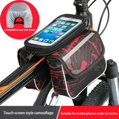 Bicycle Mountain Bike Front Beam Bag Touchable Mobile Phone Bag Plus Frame Tube Bag Cycling