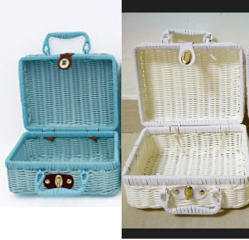 Retro PP Rattan Baskets Picnic Storage Basket Organization Storage