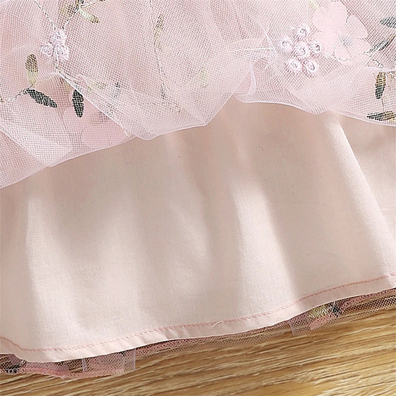 PatPat Baby Dress Baby Girl Clothes New Born Infant Party Dresses Pink Ribbed Bowknot Floral Mesh for NewBorn