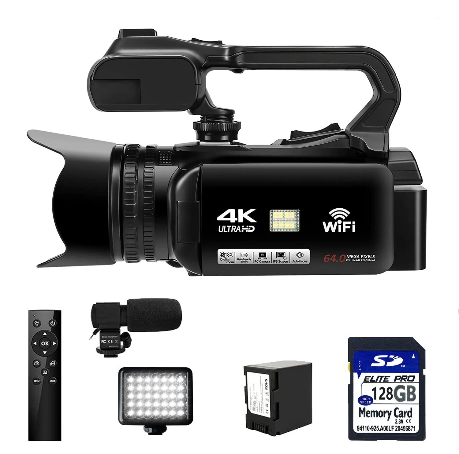 Professional Video Camcorder 4K Auto Focus Vlogging Camera