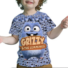 Kids Grizzy and the Lemmings 3D Print T Shirts Children Cartoon T-shirts