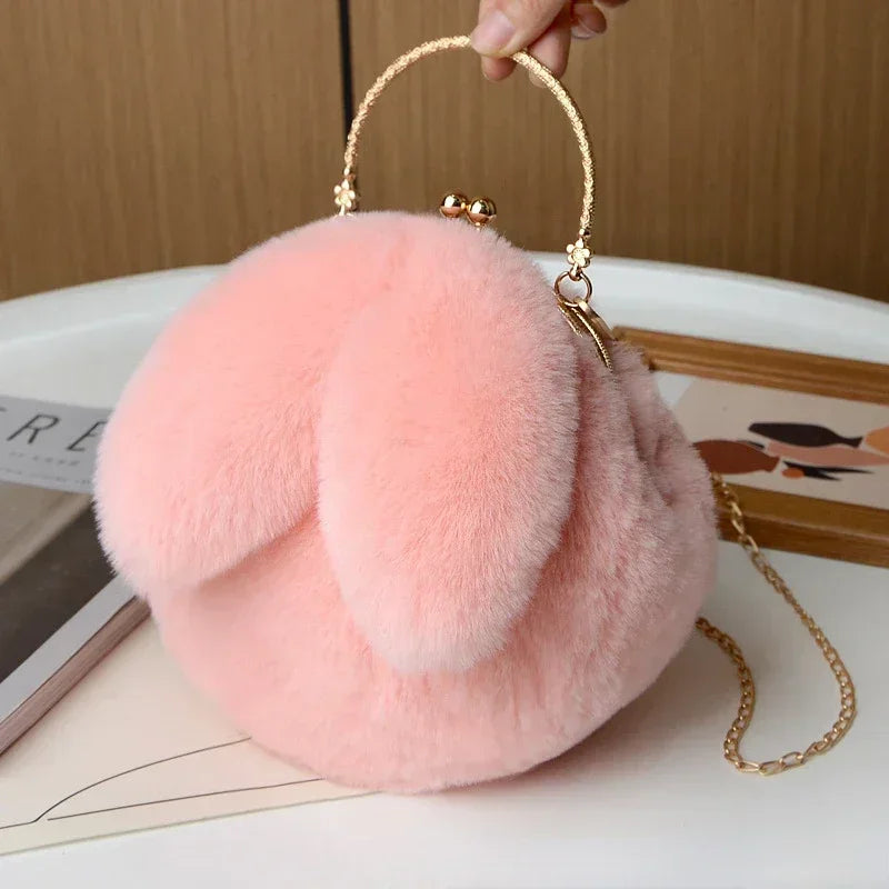 Cute Plush Rabbit Crossbody Bags for Women Korean Version Cute Purses and Handbags