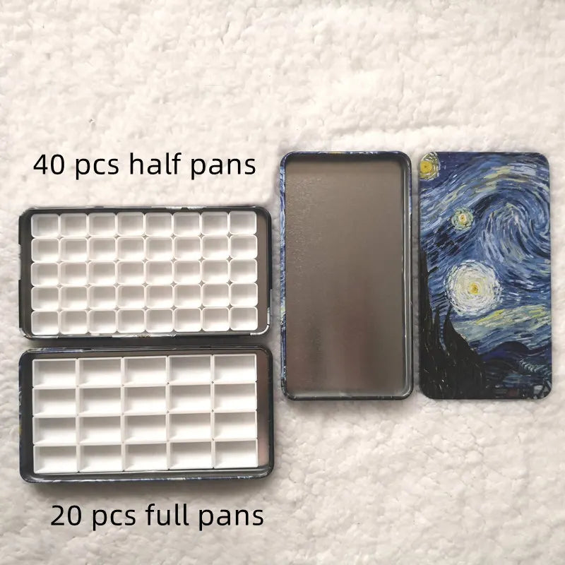 Empty Watercolor Palette Paint Tin Box Portable Solid Paint Palette Storage Box Art Supplies