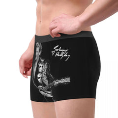 Custom Male Fashion Johnny Hallyday Underwear French Singer Rock Music Boxer Briefs Soft Shorts Panties Underpants