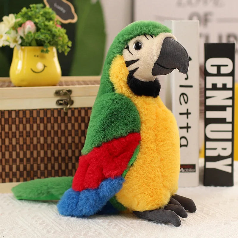 Cartoon Lifelike Parrot Plush Toys Stuffed Macaw Wild Animal Dolls Room Bookshelf Decoration for Kids Boys Birthday Xmas Gifts