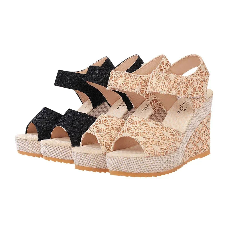 Summer New Fashion Mesh Peep Toe Platform High Heel Women Sandals