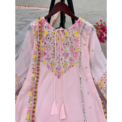 Women Wear Heavy Faux Georgette Kurta Palazzo with Fancy Dupatta for Wedding