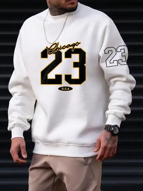 Man Clothes Street Style Fleece Sweatshirts Autumn Casual Hoodies Fashionable Crewneck Pullovers