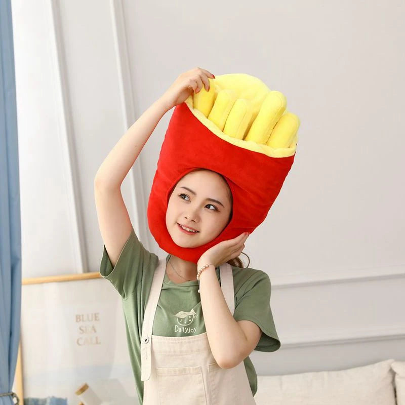 Food Hat Hamburger Fries Chips Cap Costume Cosplay Carnival Dress