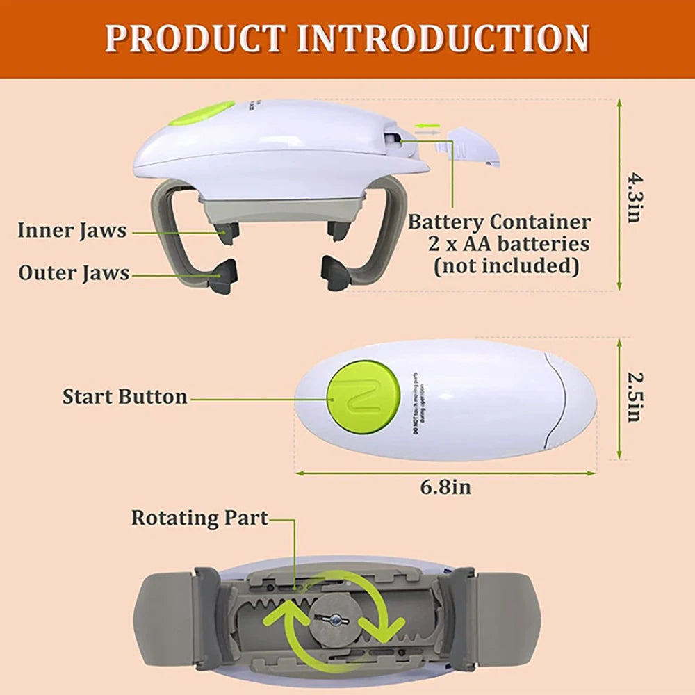 Automatic Jar Opener Openers Laborsaving Tin Opener Canned Electric Bottle Opener Jar Opener