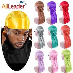 Unisex Silky Durags Bandanas Turban Hat Wigs Doo Men Satin Durag