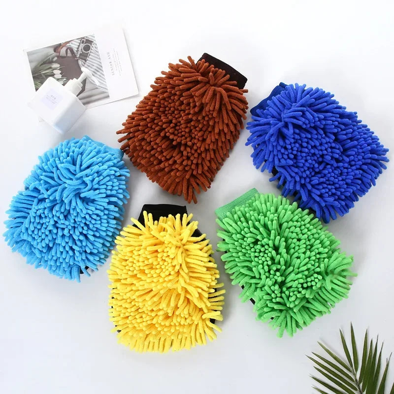 Thickened Chenille Car Wash Gloves Coral Fleece Foaming Glove Soft Motorcycle Washing Cloth