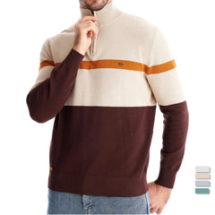 AIOPESON Brand High Quality Cotton Sweater for Men Zipper Mock Neck Pullovers Men Autumn Winter Striped Warm Mens Polo Sweater