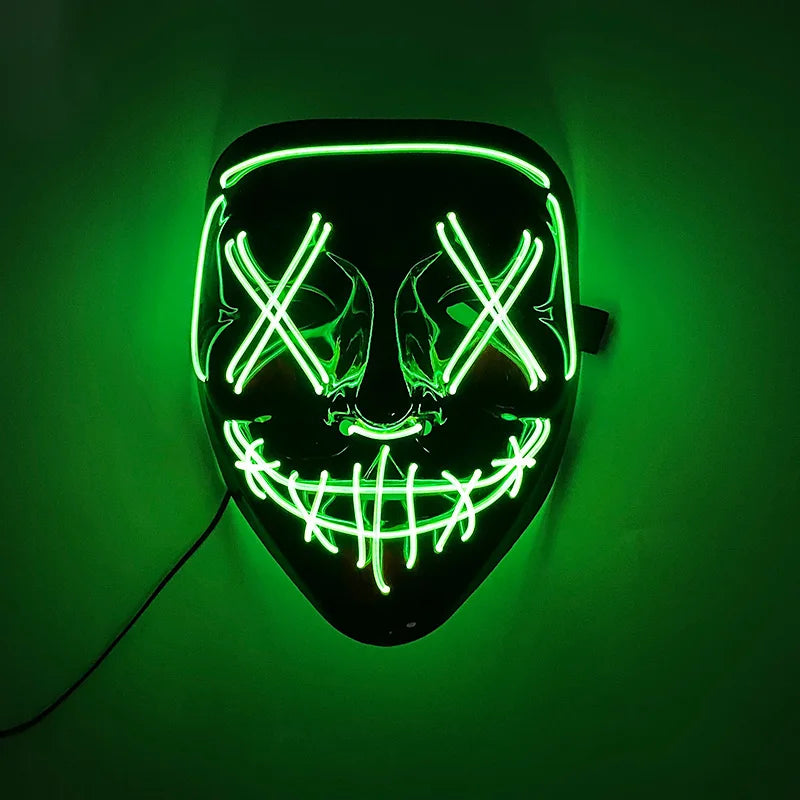 Light Up Haunted house Face Mask LED Luminous Purge Mask Halloween Props