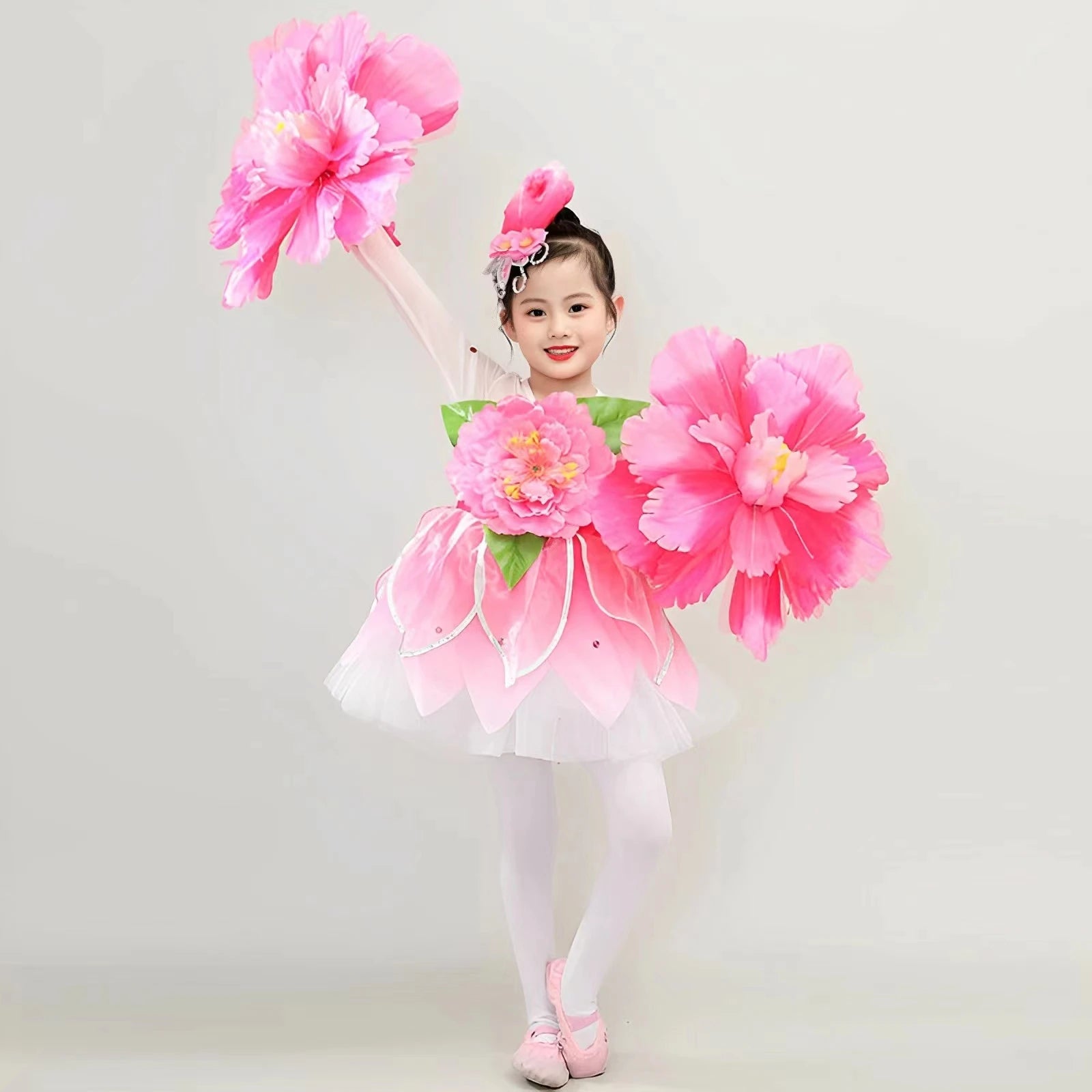 Children’s Peach Blossom Performance Costume Princess Girls’ Lotus Style Dresses