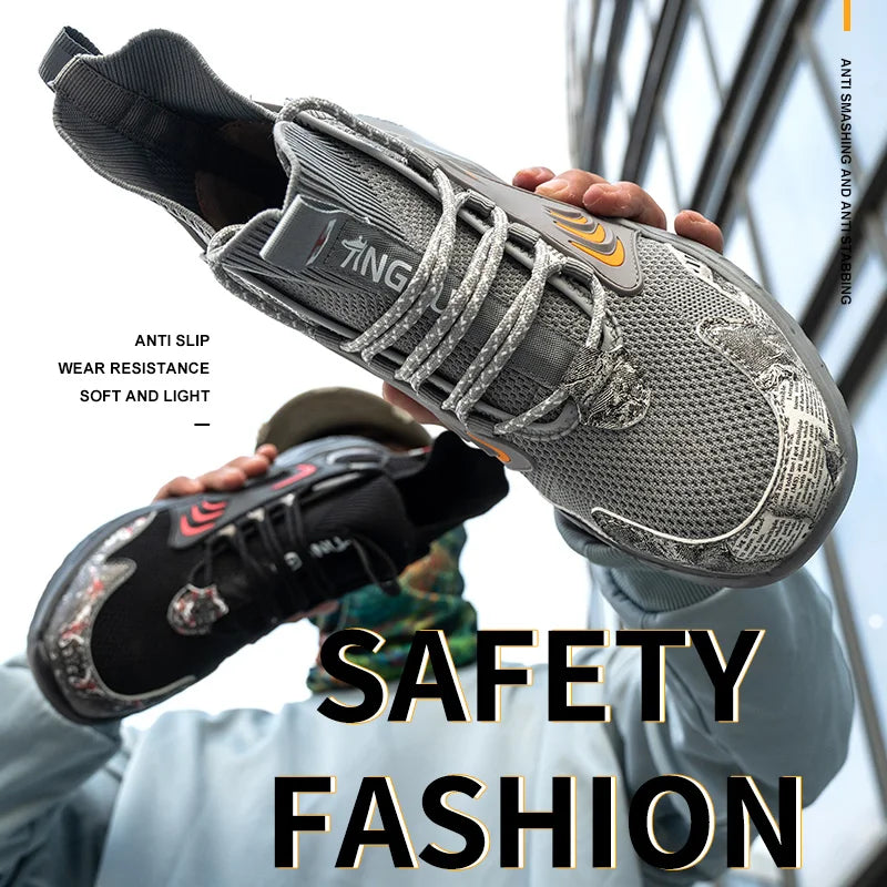 Men's Safety Shoes Steel Toe Cap  Work Shoes Trendy Boots