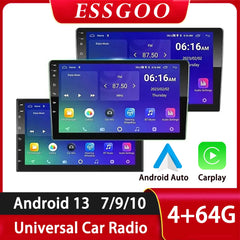 ESSGOO Car Radio 2 Din 7"/9"/10" Carplay Auto Android 13 Mp5 Universal WIFI GPS Car Radio Multimedia Video Player FM Car Stereo