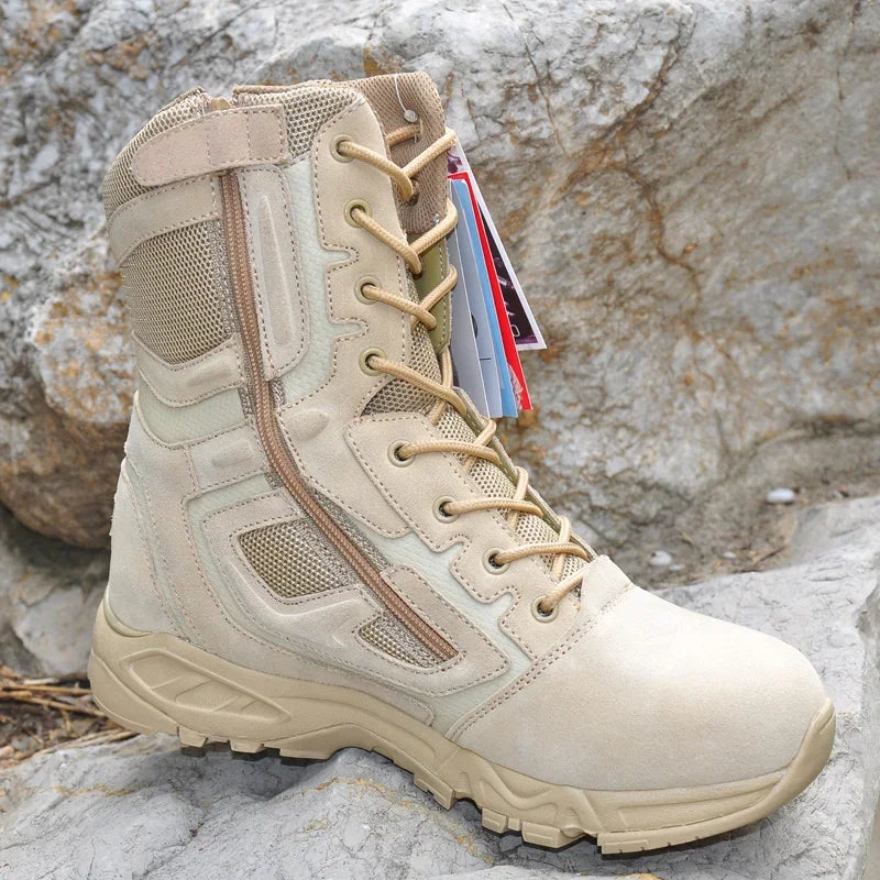 Mens Military Army Boot Genuine Leather Vintage Lace Up Waterproof Safety Shoes
