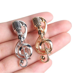 Fashion Musical Note Brooches Simple All-Match Microphone Metal Pin