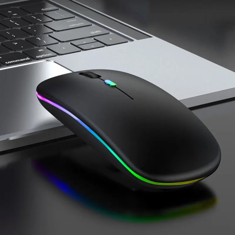 Bluetoooth 5.0 Wireless Mouse With USB Rechargeable RGB Light For Laptop Computer PC