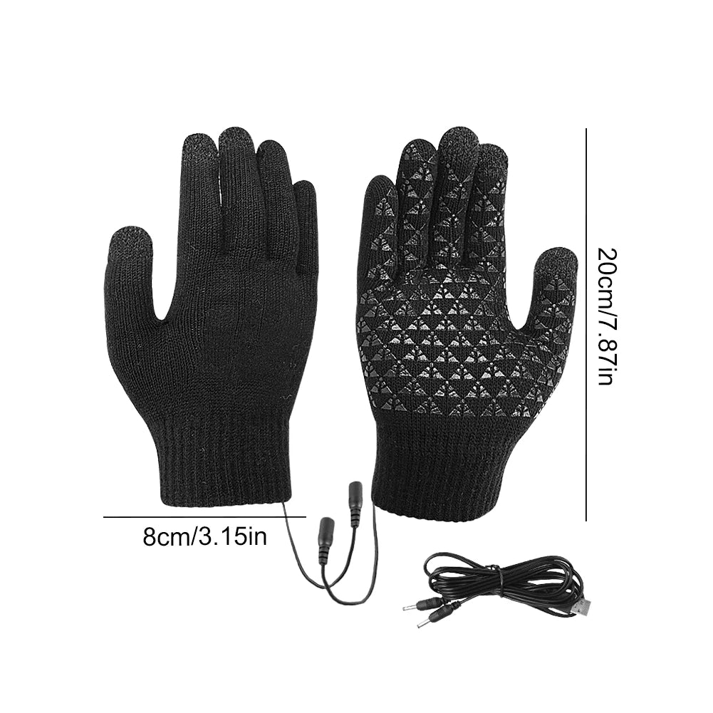 Electric Heated Gloves Winter Warm Gloves USB Touch Screen Gloves Motorcycle Snowboard Cycling Hand Warmer for Driving Skiing