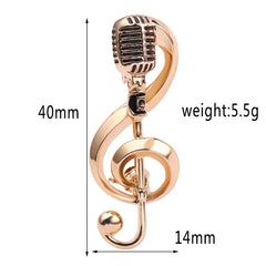 Fashion Musical Note Brooches Simple All-Match Microphone Metal Pin