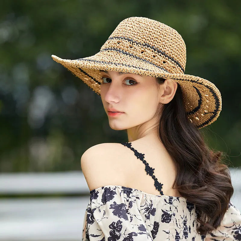 r New Straw Hat Women's Sunshade and Face Shield Hat