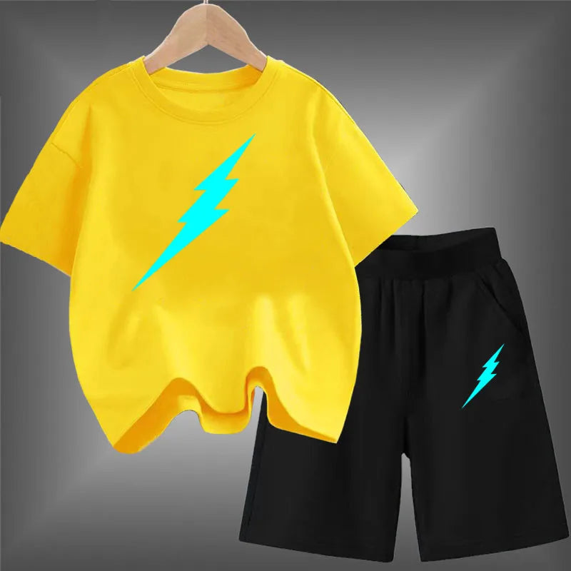 Kids Summer Brand 2pcs Short Sleeve T-shirts+Short Pants Suits